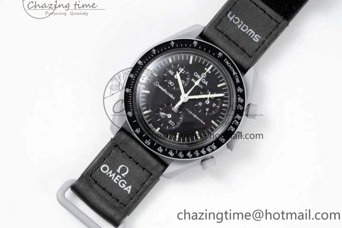 0128 Speedmaster Misson To The Moon 1:1 Best Edition Black Dial On Nylon Strap Quartz UrbanChic 7856